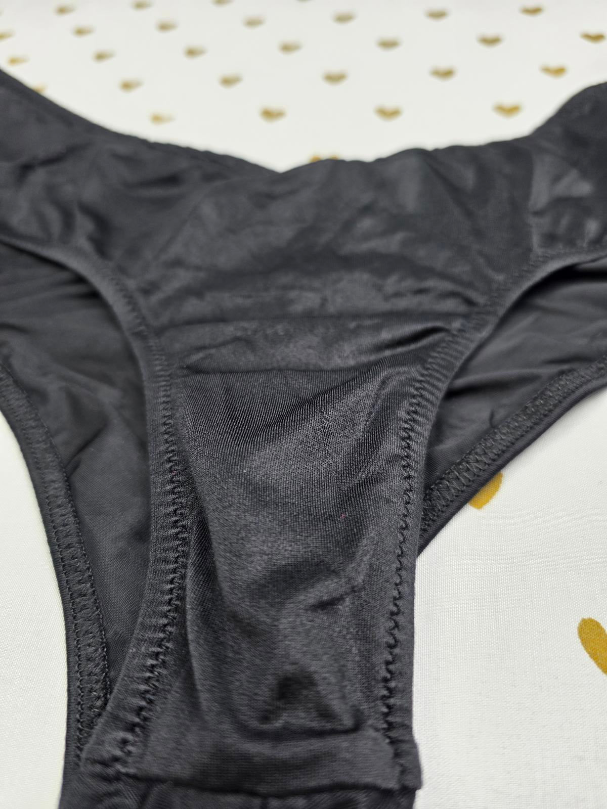 Victorias Secret Black Satin Caged High Leg Cheeky Panties SMALL