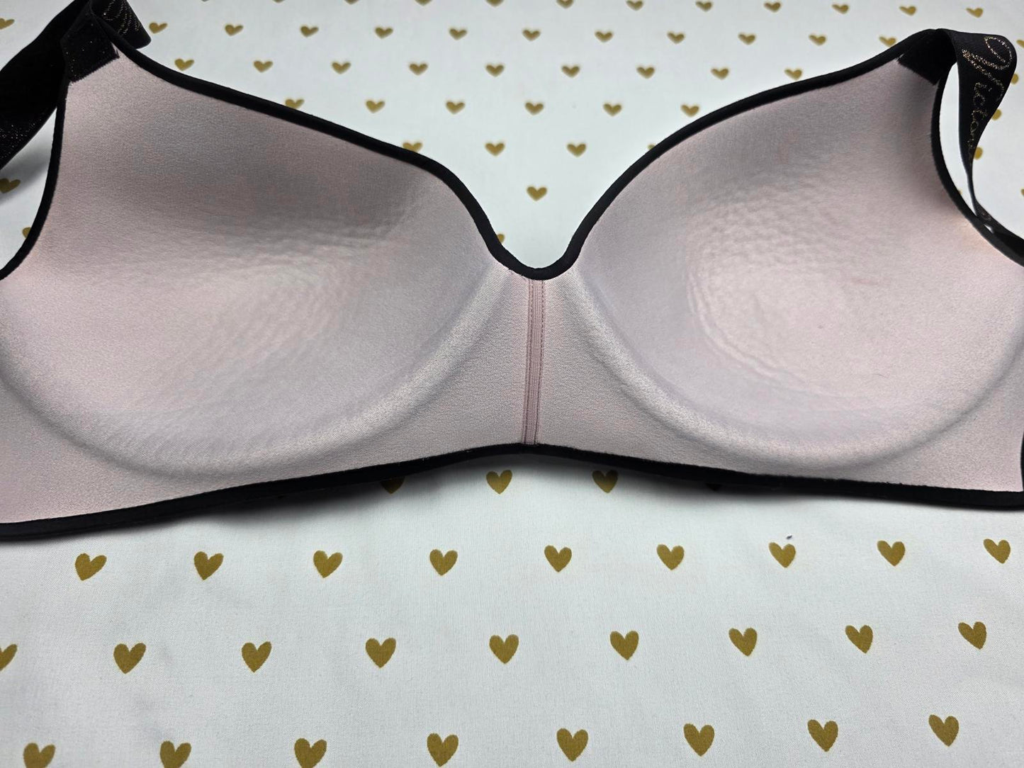 Victorias Secret Glitter logo strap T shirt lightly lined wireless bra 34DDD