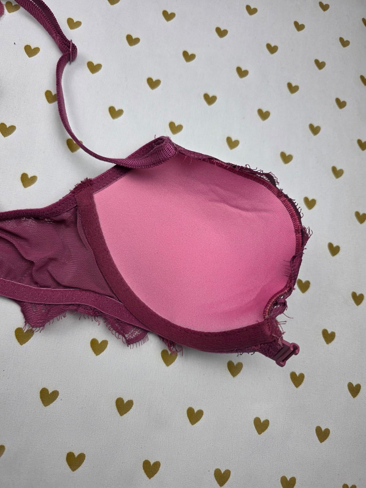 Victorias Secret PINK Racerback Lace Accent Bra Front Close 32B
