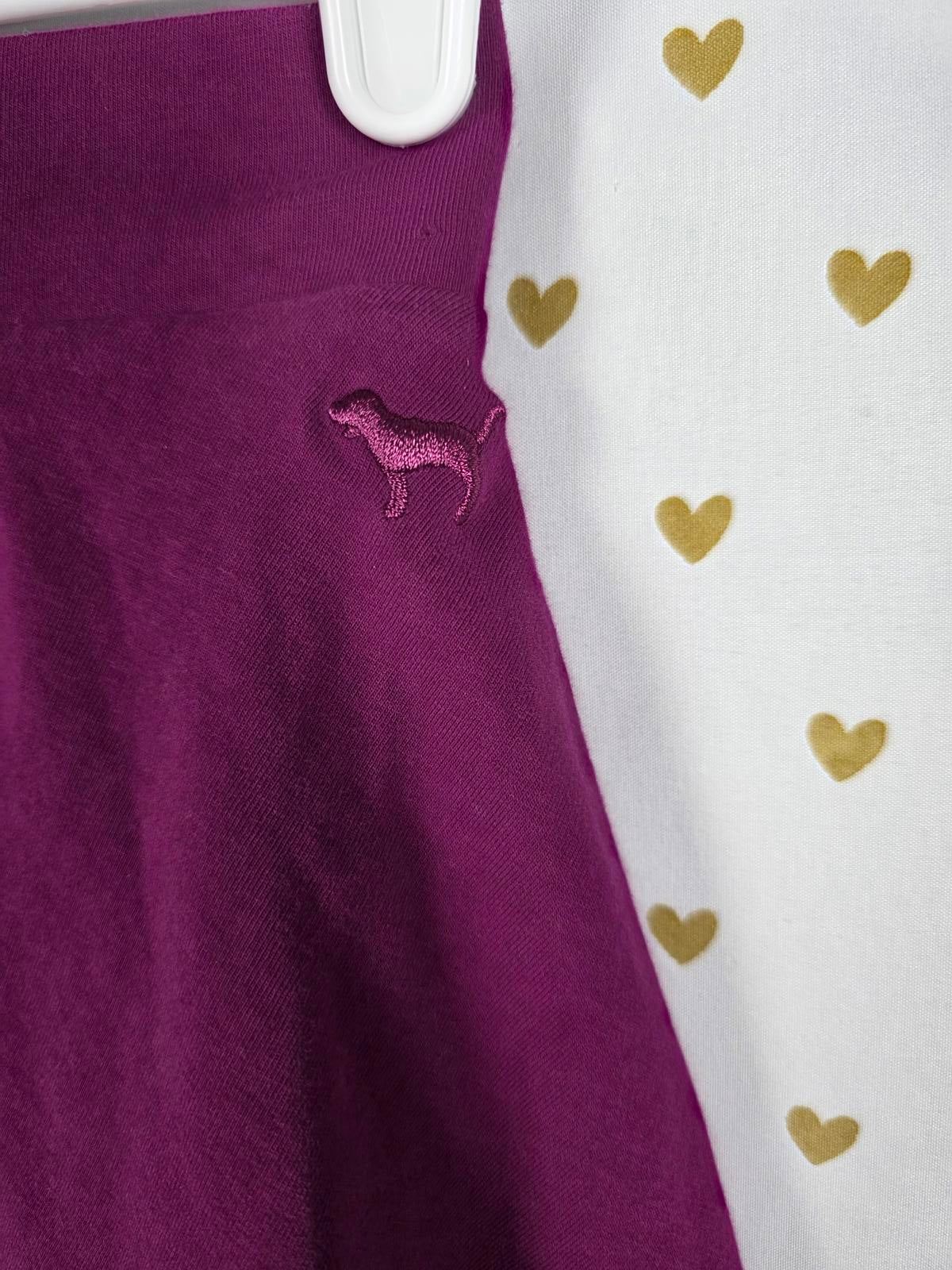Victorias Secret Pink PURPLE Flowy Skirt Dog Log Embroidered XS