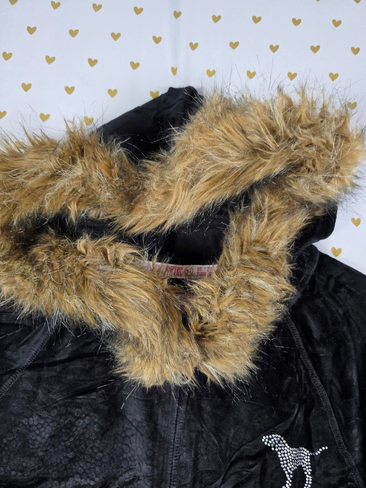 Victorias Secret Pink I LOVE TEXAS TECH Velour Parka Bling Jacket VTG y2k GRAIL