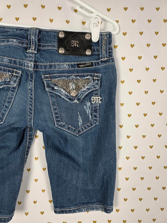 Miss Me Y2k Bling Denim Jean Shorts Sz 26 Cropped Bermuda