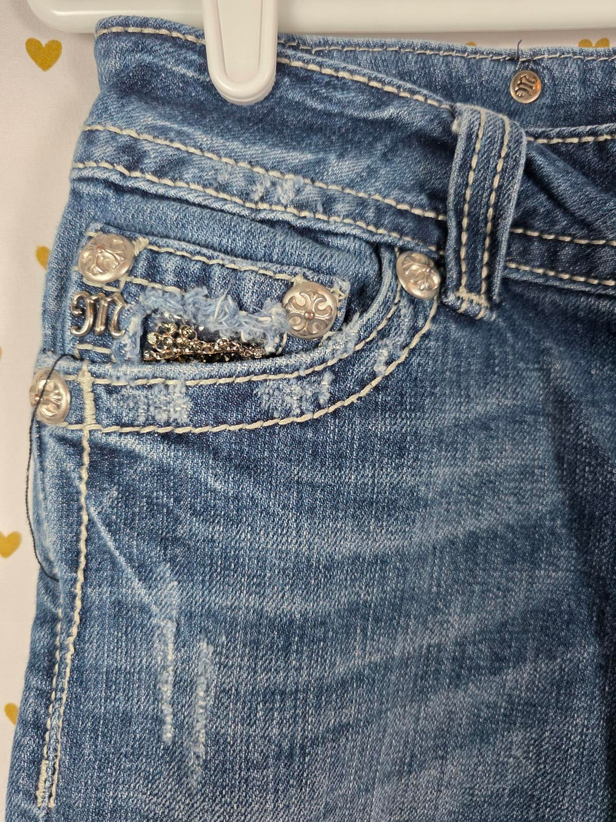 Miss Me Y2k Bling Denim Jean Shorts Sz 26 Cropped Bermuda