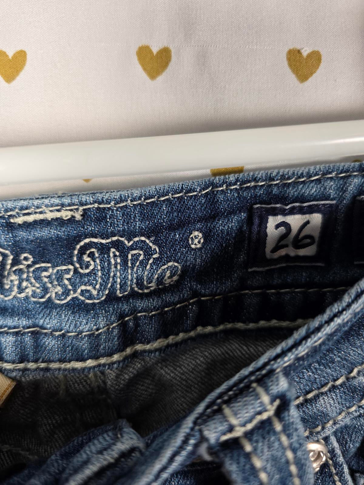Miss Me Y2k Bling Denim Jean Shorts Sz 26 Cropped Bermuda