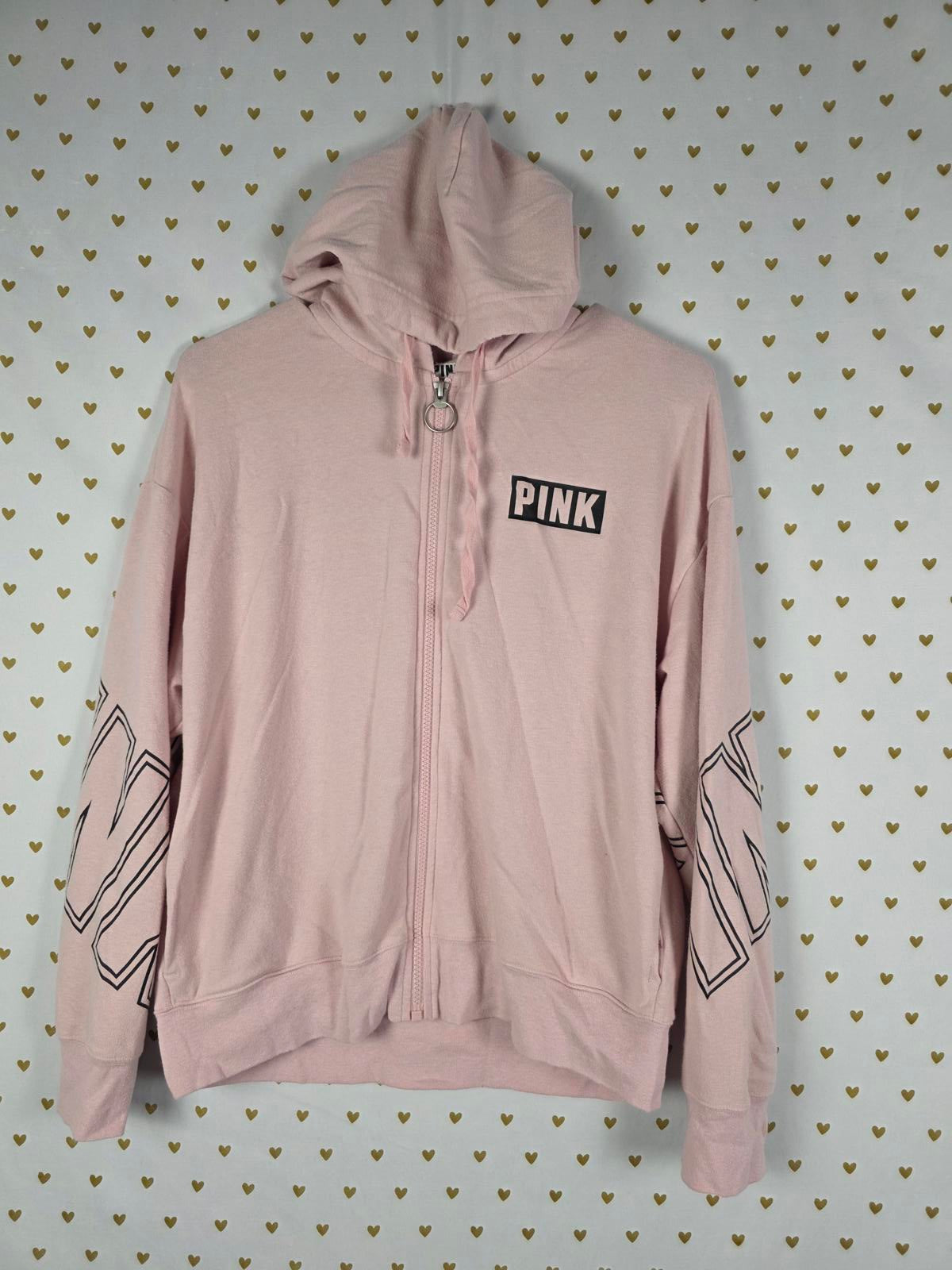Victorias Secret Pink Full Zip Hoodie Jacket Oversized XS