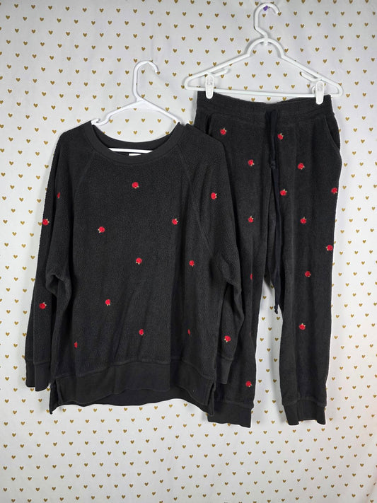 Victorias Secret Pink ROSE EMBROIDERED Matching Joggers Sweats sweater SET M L
