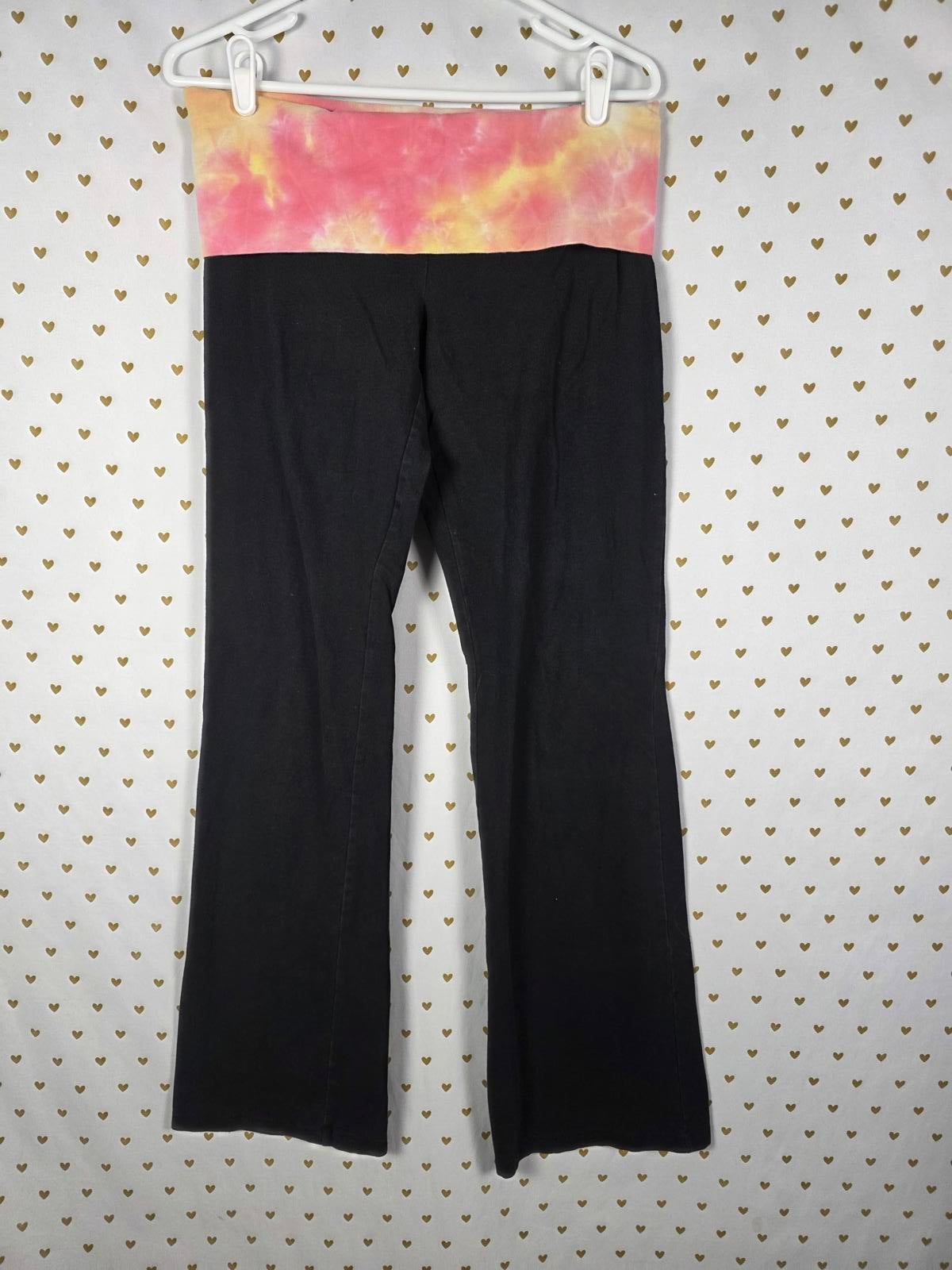 Victorias Secret PINK TYE DYE Foldover Y2k Yoga Pants Flare VTG LOVE VINTAGE