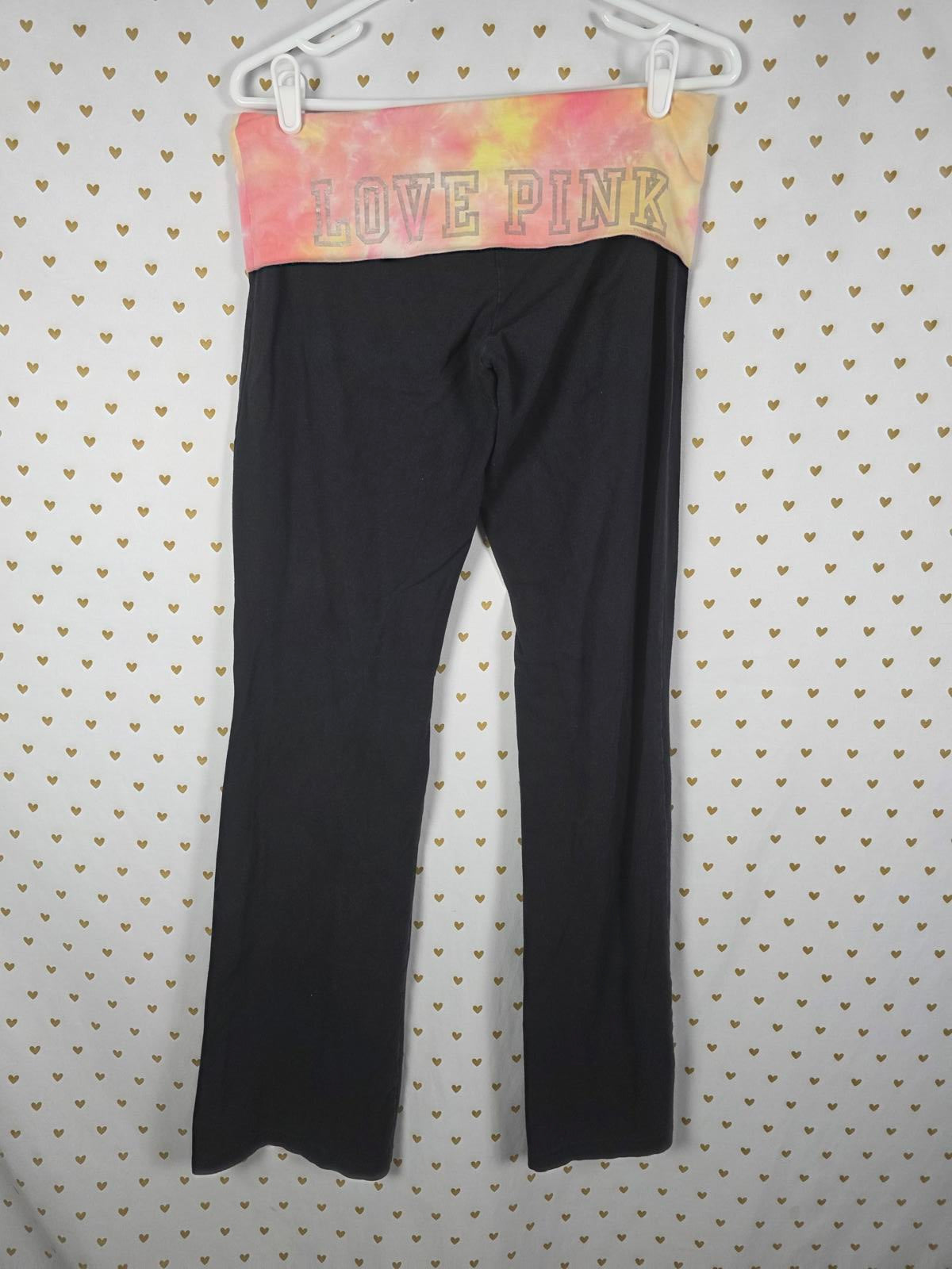 Victorias Secret PINK TYE DYE Foldover Y2k Yoga Pants Flare VTG LOVE VINTAGE