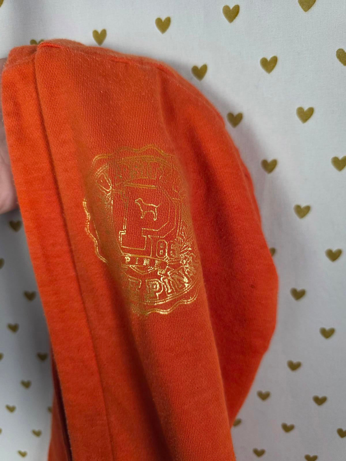 Victorias Secret Pink Orange LOVE Full Zip Hoodie Jacket FAVORITE SWEATS Small