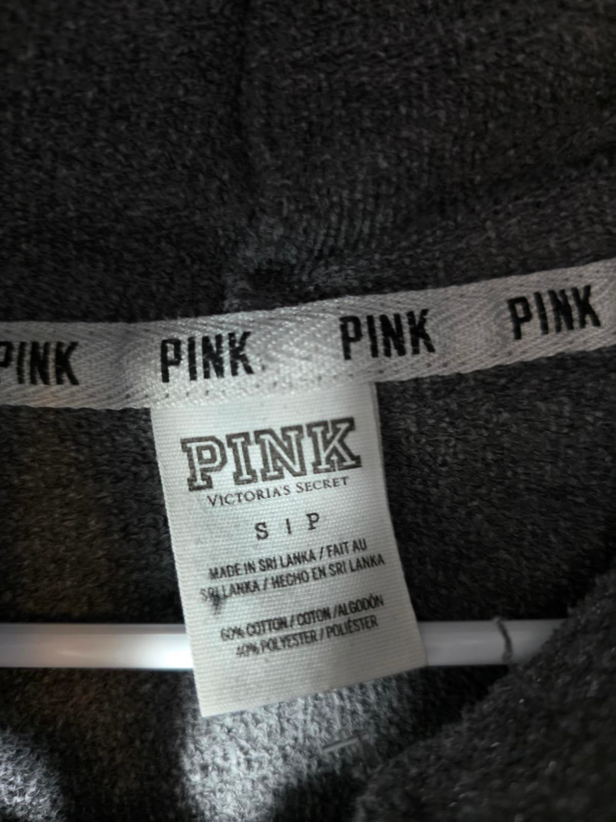 Victorias Secret Pink neon Logo Full Zip Hoodie Jacket Small