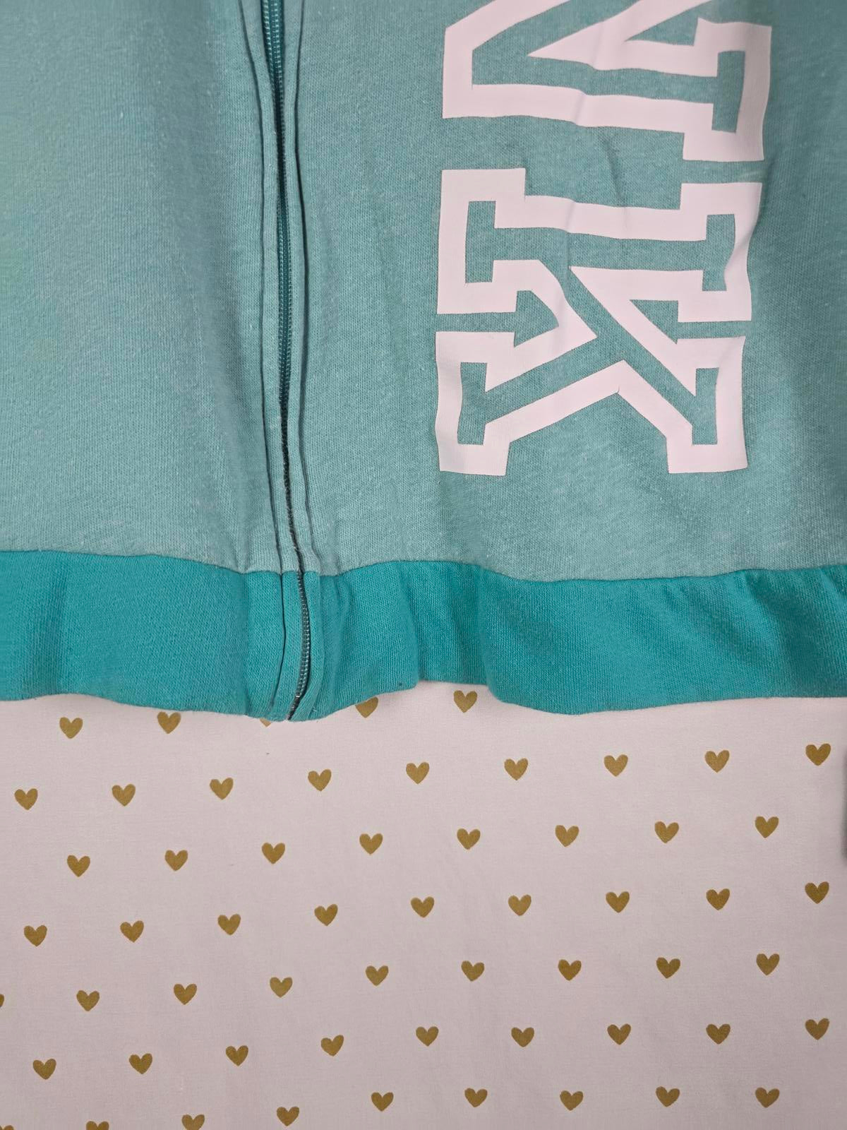 Victorias Secret Pink Full Zip Hoodie Jacket Logo LARGE teal