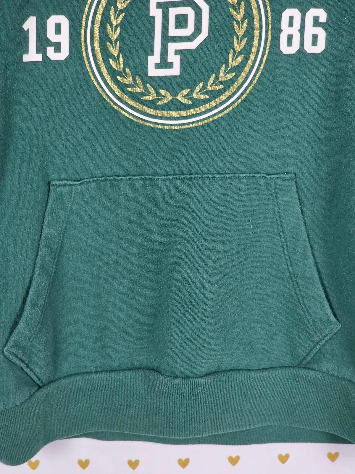 Victorias Secret Pink LOVE Green Pullover Hoodie sweater shirt warm Fleece XS