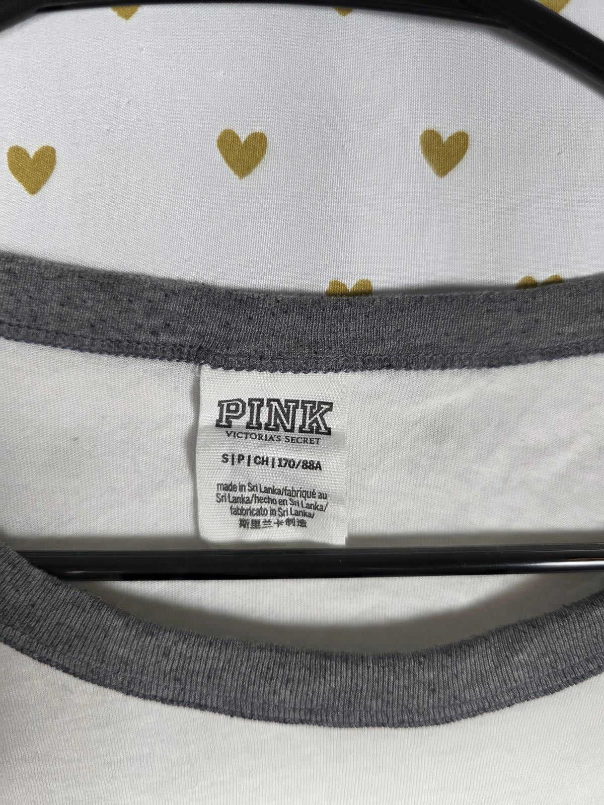 Victorias Secret PINK Logo ringer tee shirt small