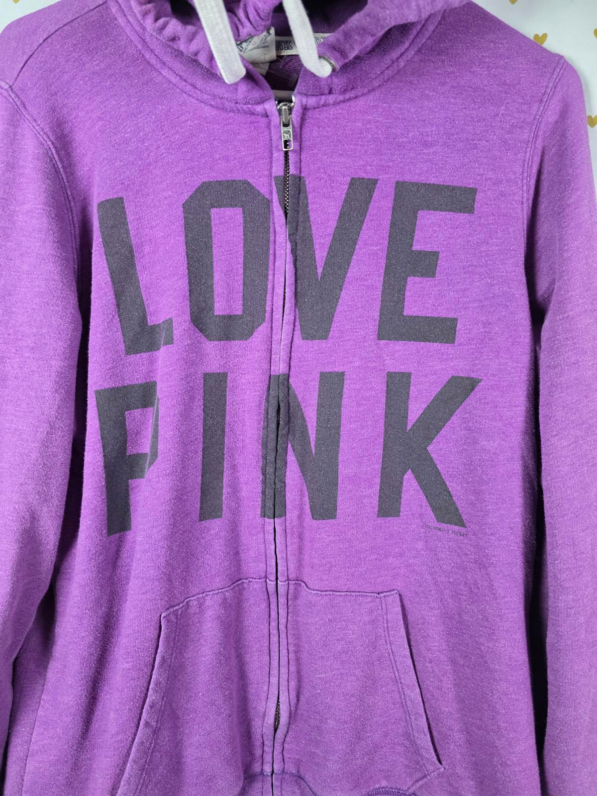 Victorias Secret Pink LOVE PINK 1986 Purple Hoodie Jacket Full Zip MEDIUM