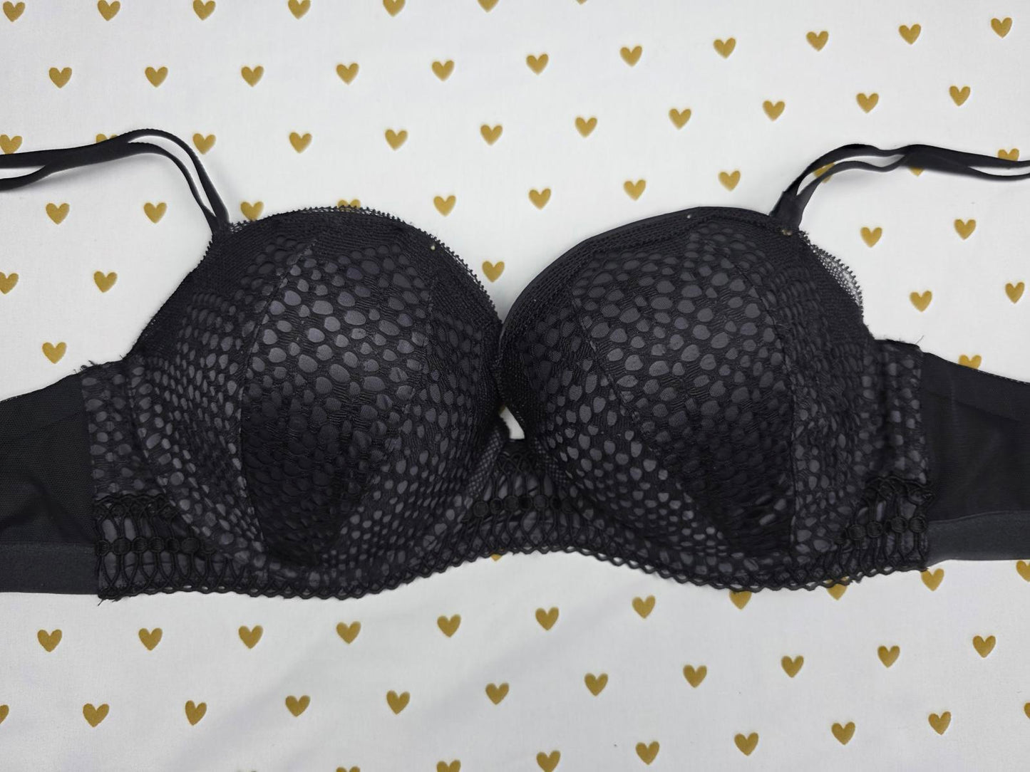Victorias Secret Very Sexy Multiway Push Up Bra 32DD Black Net Mesh