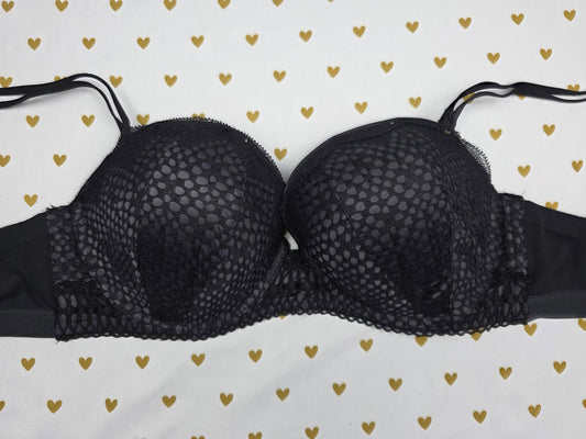 Victorias Secret Very Sexy Multiway Push Up Bra 32DD Black Net Mesh