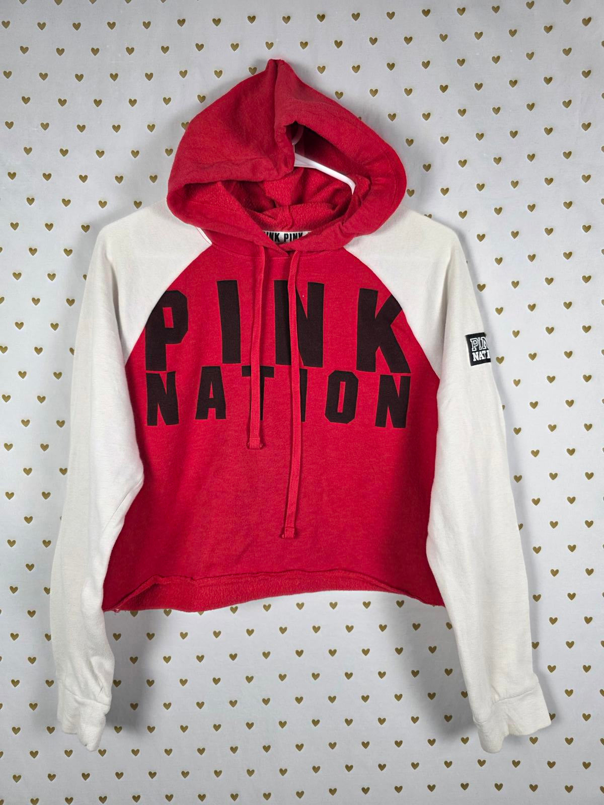 Victorias Secret Pink NATION Cropped Hoodie Sweater Small