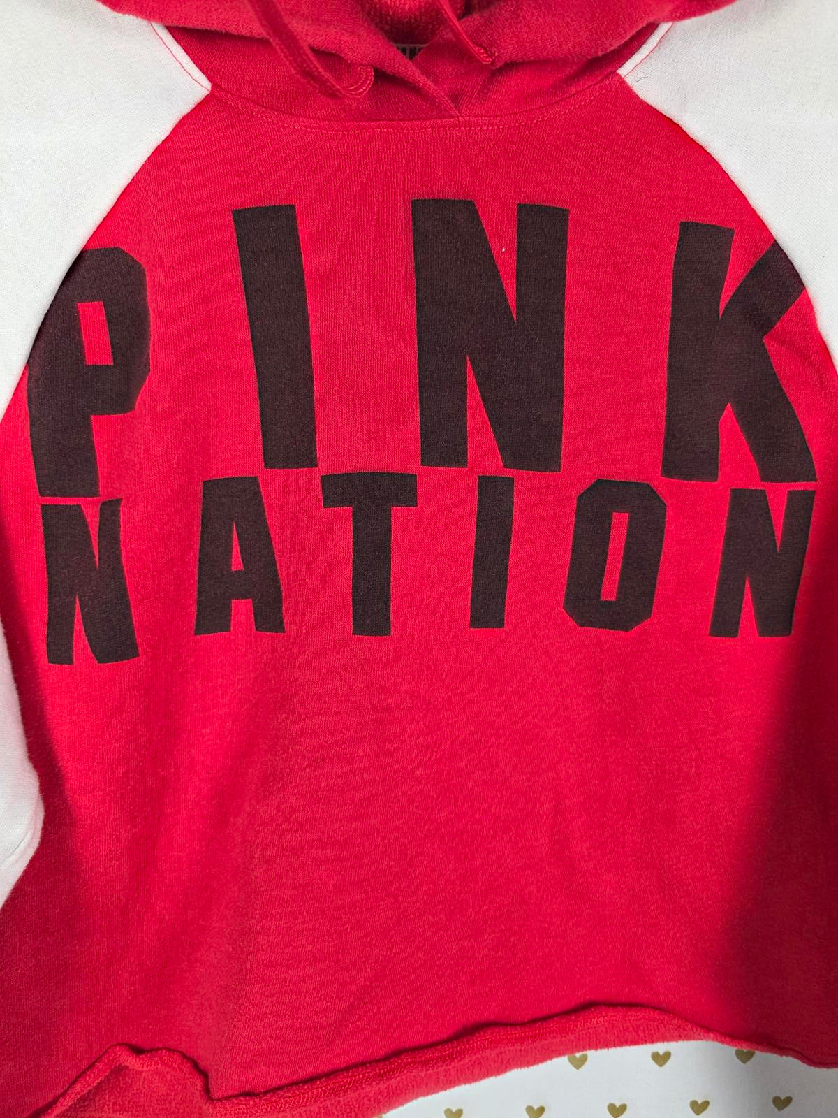 Victorias Secret Pink NATION Cropped Hoodie Sweater Small