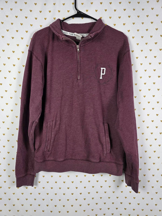 Victorias Secret Pink Medium Quarter zip Maroon Pullover Jacket Sweater