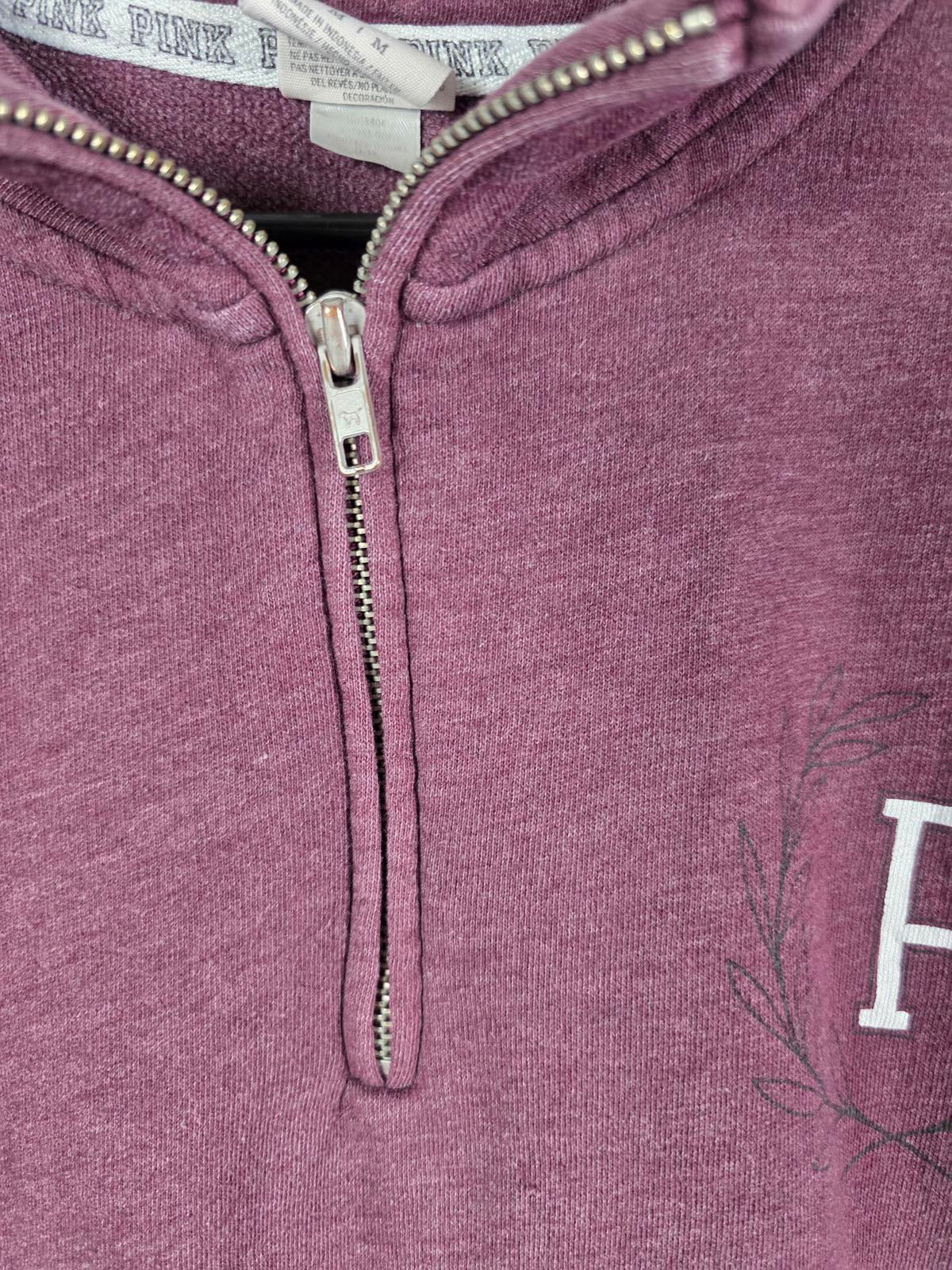 Victorias Secret Pink Medium Quarter zip Maroon Pullover Jacket Sweater