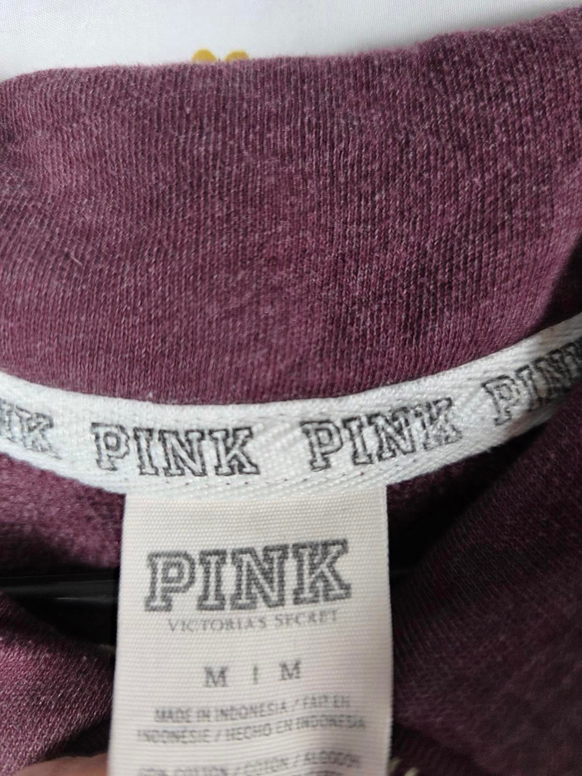 Victorias Secret Pink Medium Quarter zip Maroon Pullover Jacket Sweater