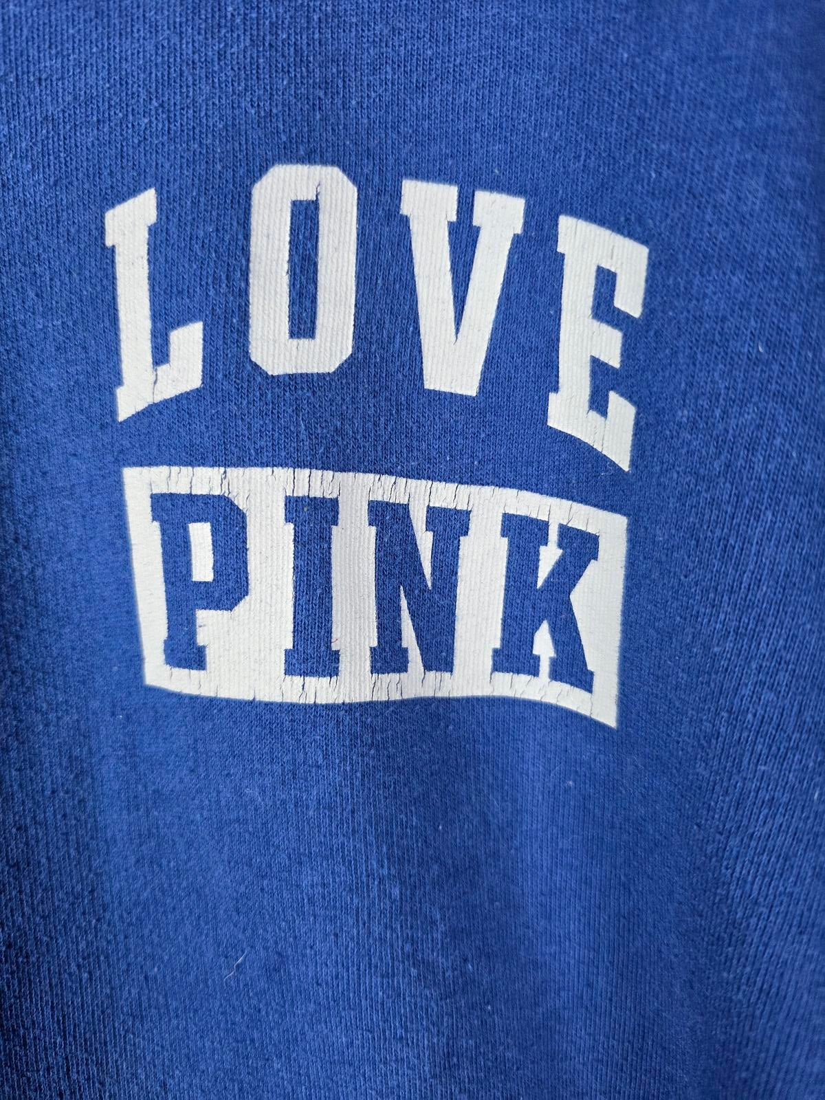 Victorias Secret Pink Blue LOVE Quarter Zip Sweater XS