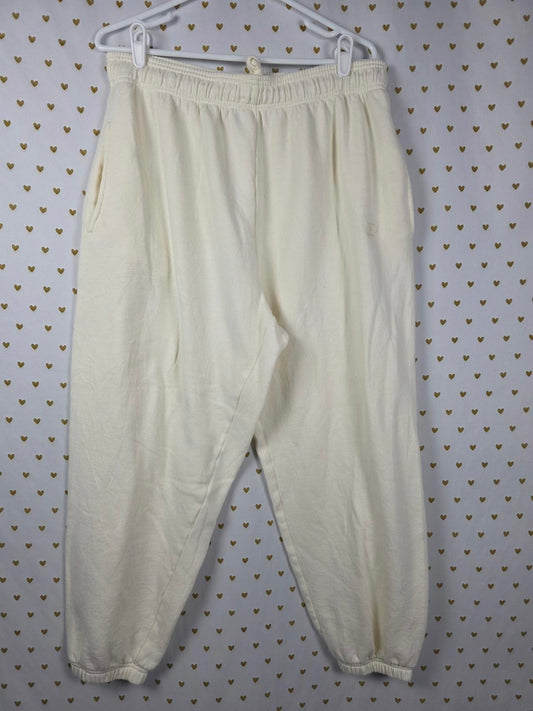 Victorias Secret PINK Cream Colored tapered Joggers Sweatpants Pockets XL