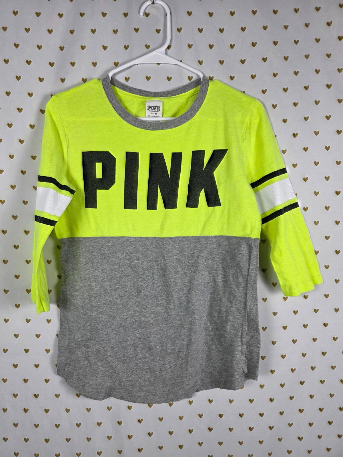 Victorias Secret PINK Quarter Sleeve Colorblock Tee shirt XS
