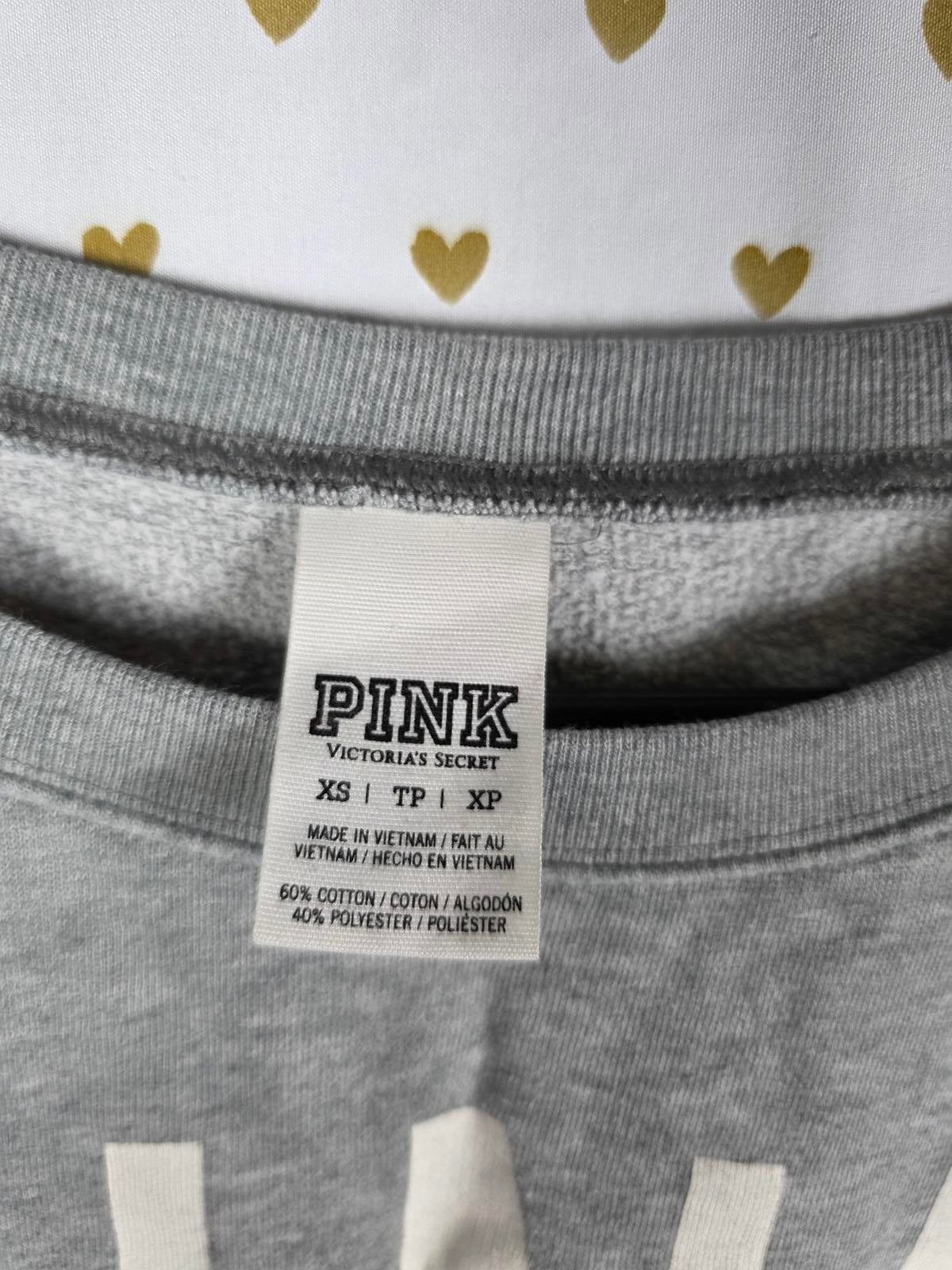 Victorias Secret Pink Lace accent Logo grey sweater Shirt XS