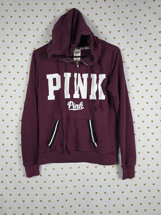 Victorias Secret Pink Pullover Maroon logo pocket hoodie jacket XS