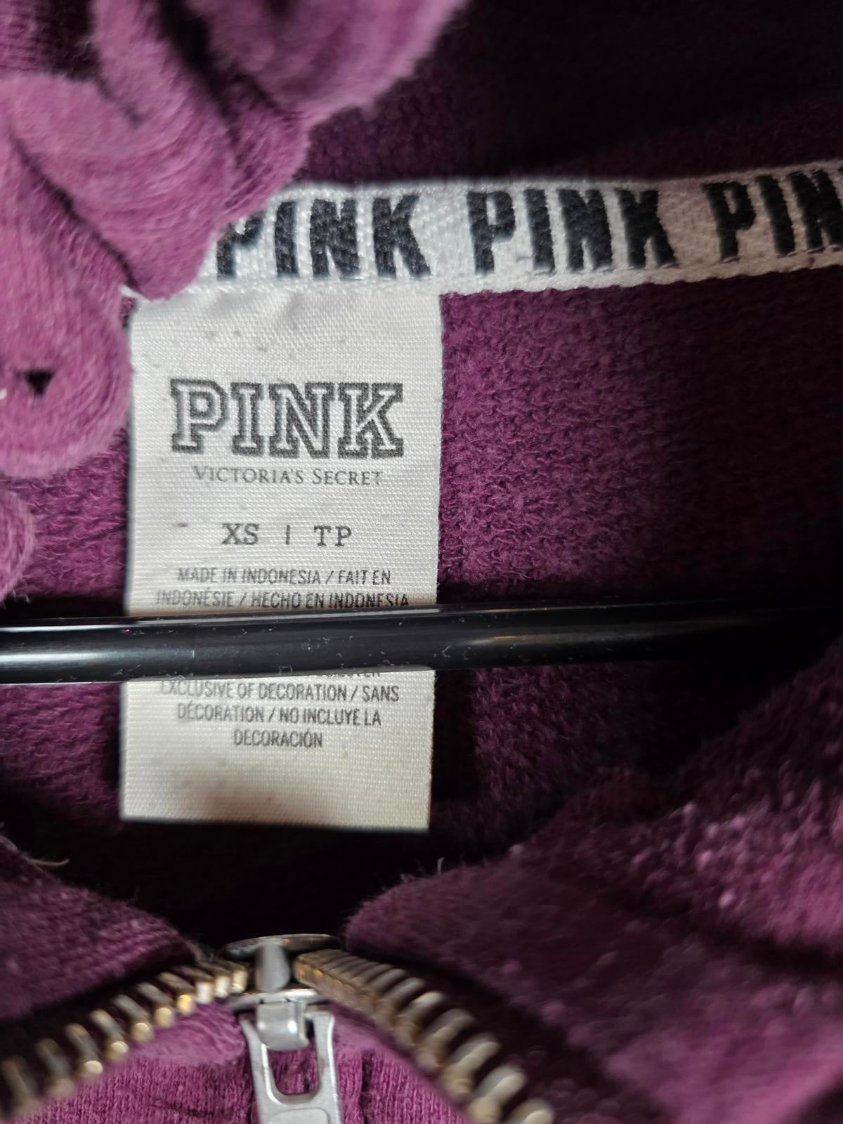 Victorias Secret Pink Pullover Maroon logo pocket hoodie jacket XS