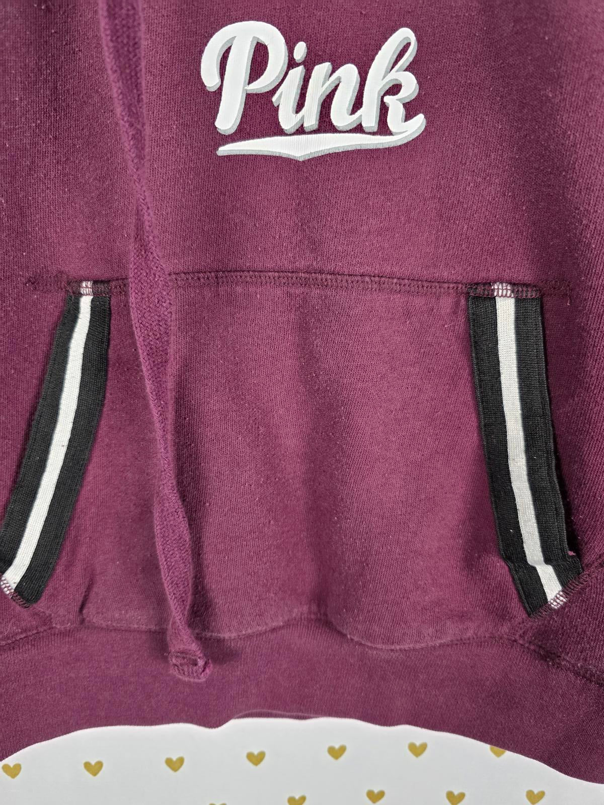 Victorias Secret Pink Pullover Maroon logo pocket hoodie jacket XS