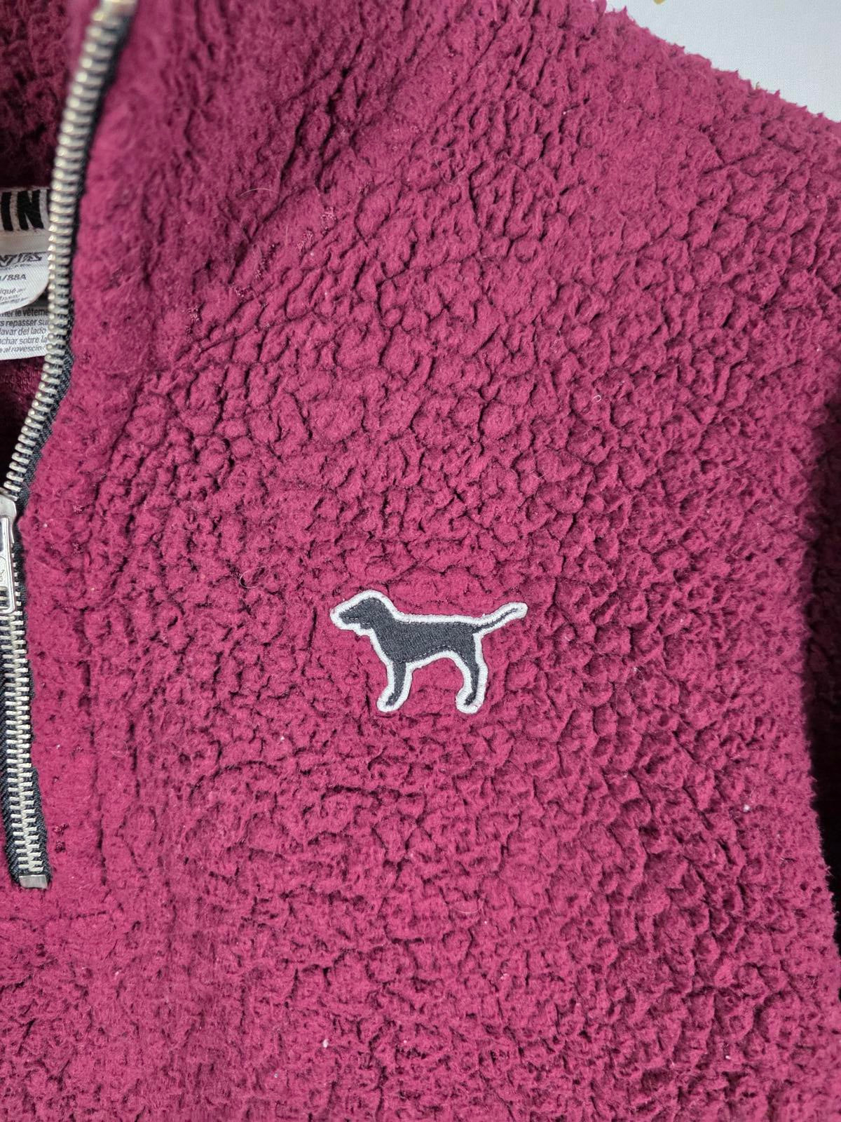 Victorias Secret Pink Fuzzy Quarter Zip Sweater Jacket Fleece Warm small