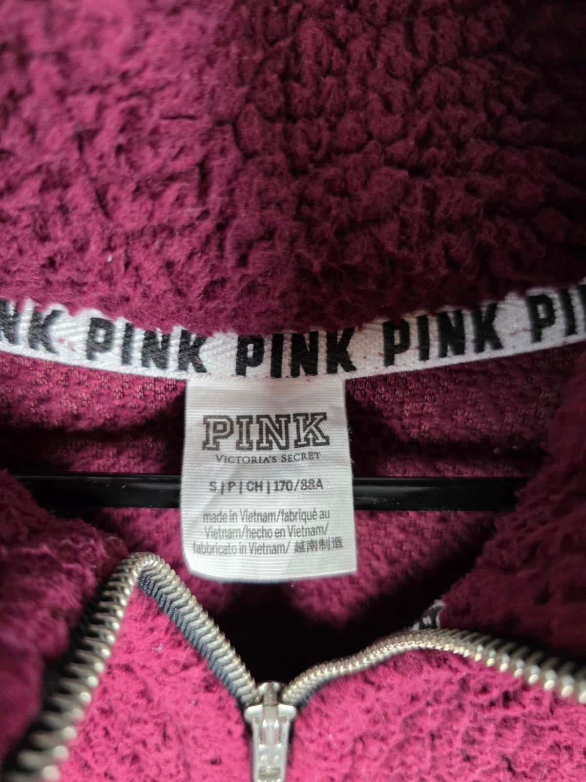 Victorias Secret Pink Fuzzy Quarter Zip Sweater Jacket Fleece Warm small