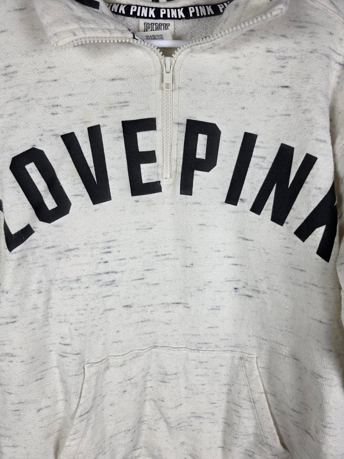Victorias Secret Pink Quarter Zip LOVE PINK Pocket Sweater Shirt XS