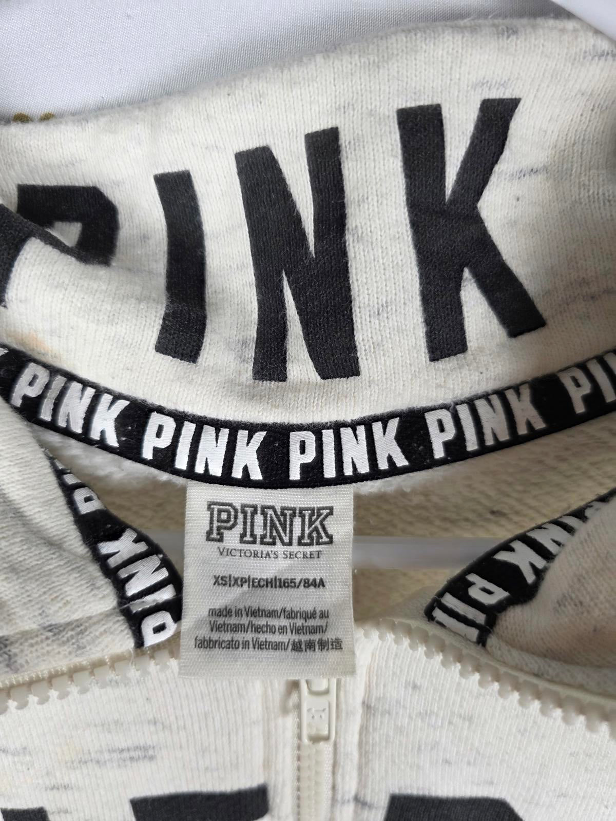 Victorias Secret Pink Quarter Zip LOVE PINK Pocket Sweater Shirt XS