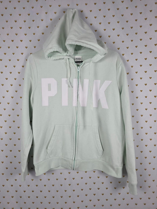 Victorias Secret Pink Mint Full zip sweater jacket Logo MEDIUM