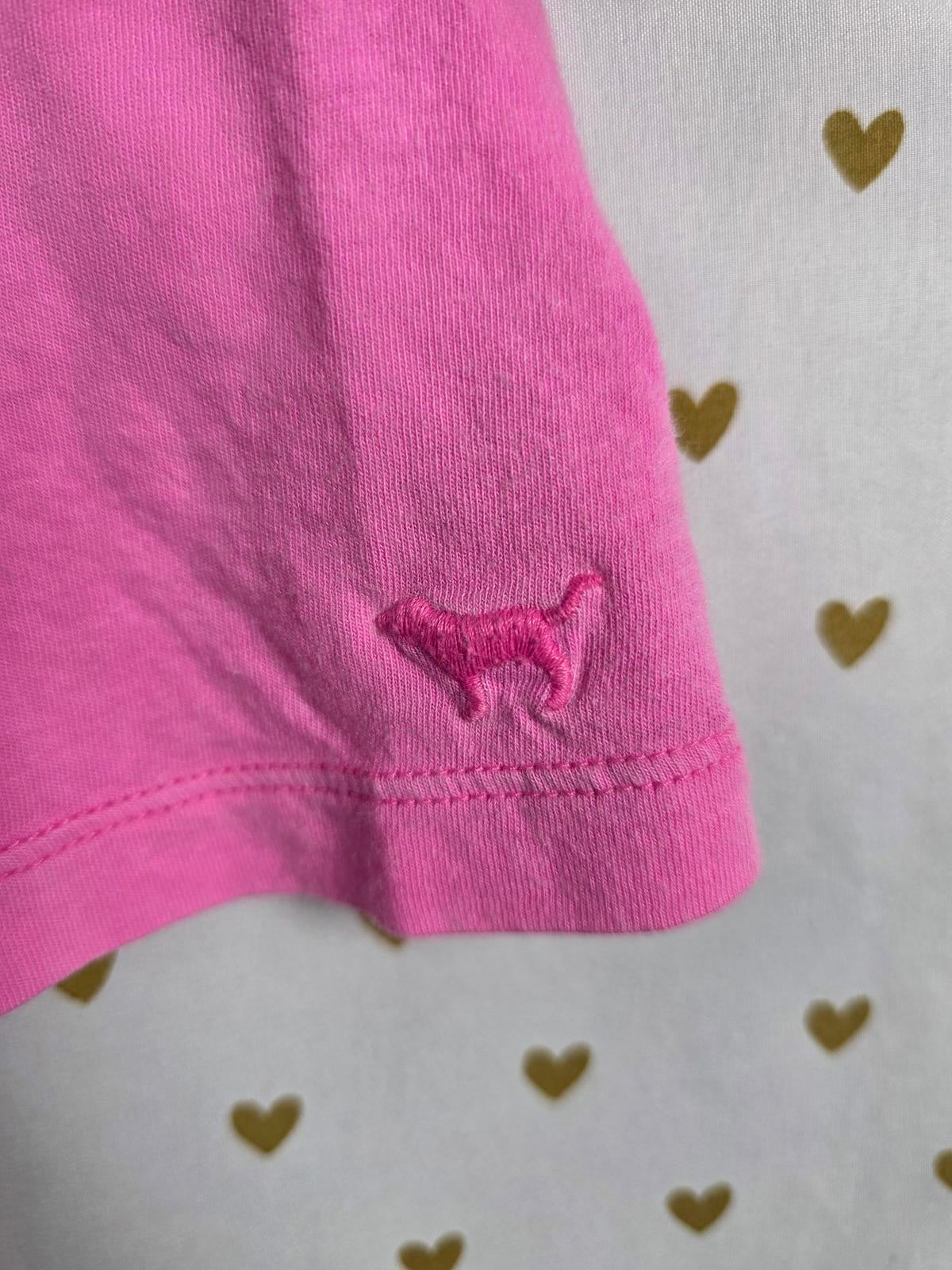 Victorias Secret PINK Open Back Cute Hot PINK Shirt Tee XS SMALL Slouchy