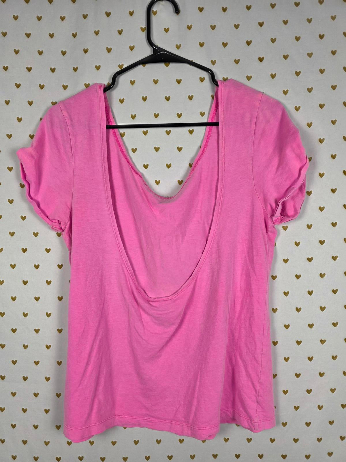 Victorias Secret PINK Open Back Cute Hot PINK Shirt Tee XS SMALL Slouchy