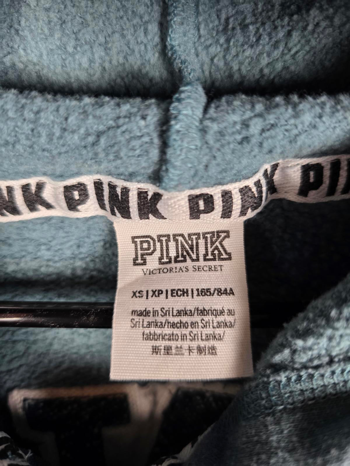 Victorias Secret Pink Embroidered Logo Full zip Hoodie Jacket Coat XS Oversized