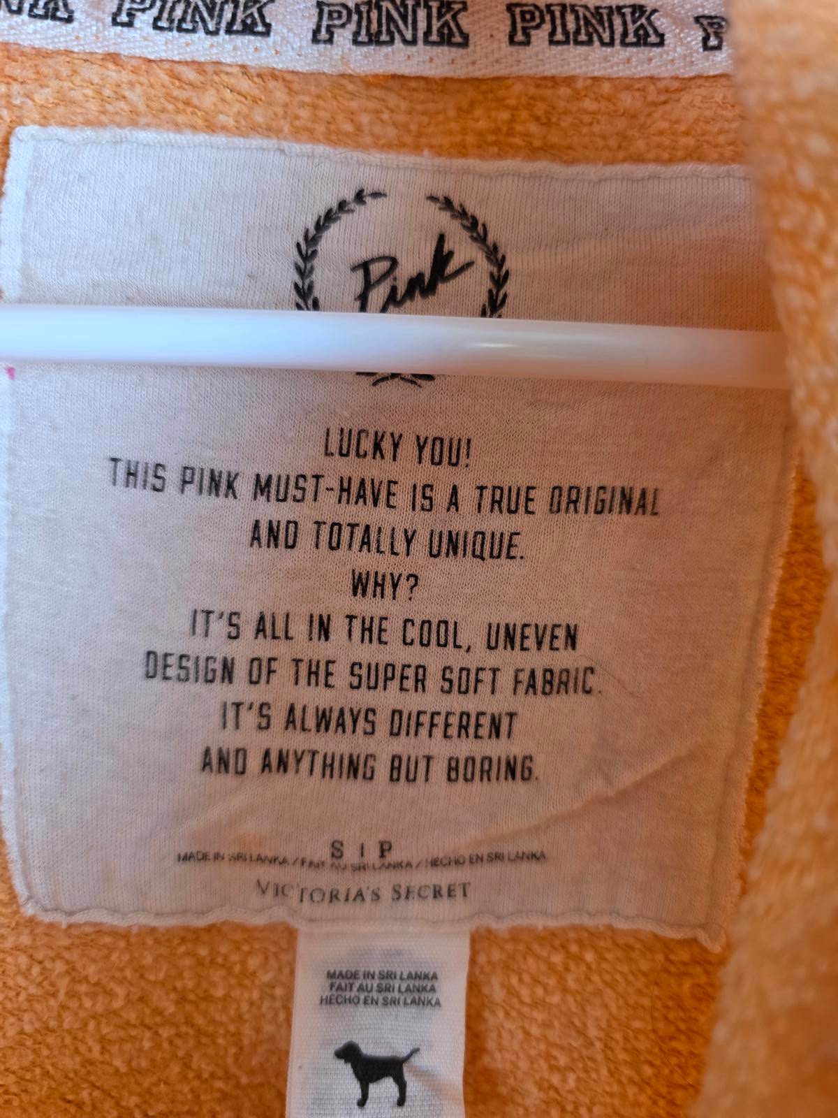 Victorias Secret Pink UNIQUE Pullover Hoodie Sweater Peach SMALL