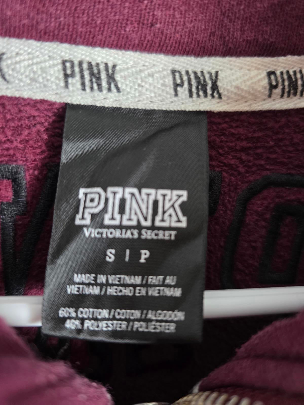 Victorias Secret Pink Maroon Red Quarter Zip Pullover Sweater Pockets SMALL