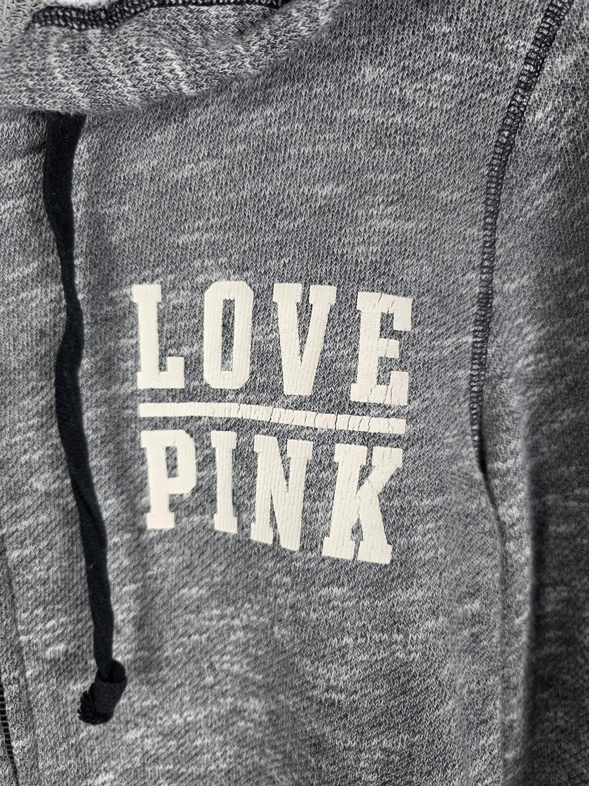 Victorias Secret Pink Full zip grey hooded marled jacket coat XS