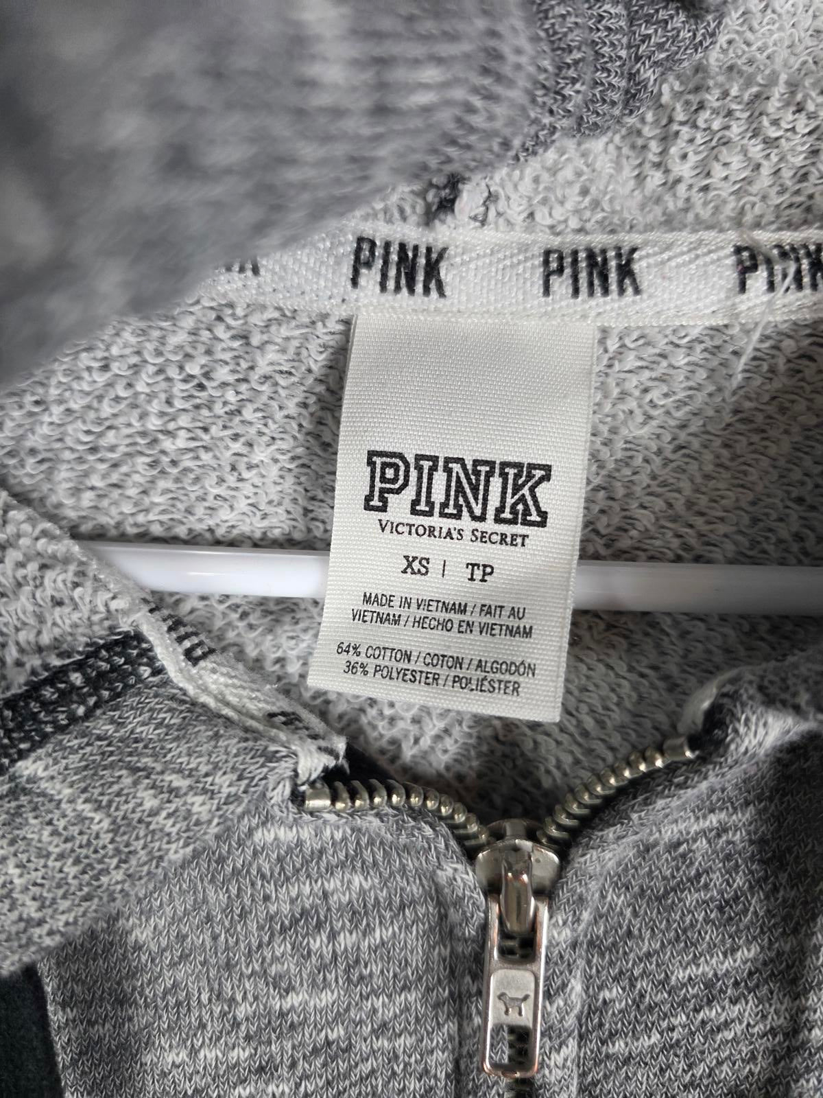 Victorias Secret Pink Full zip grey hooded marled jacket coat XS