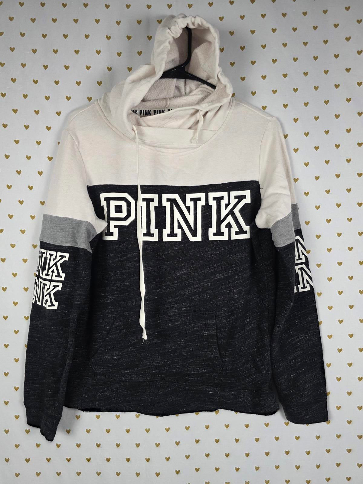 Victorias Secret Pink Colorblock Hoodie Jacket Pullover Sweater Logo XS