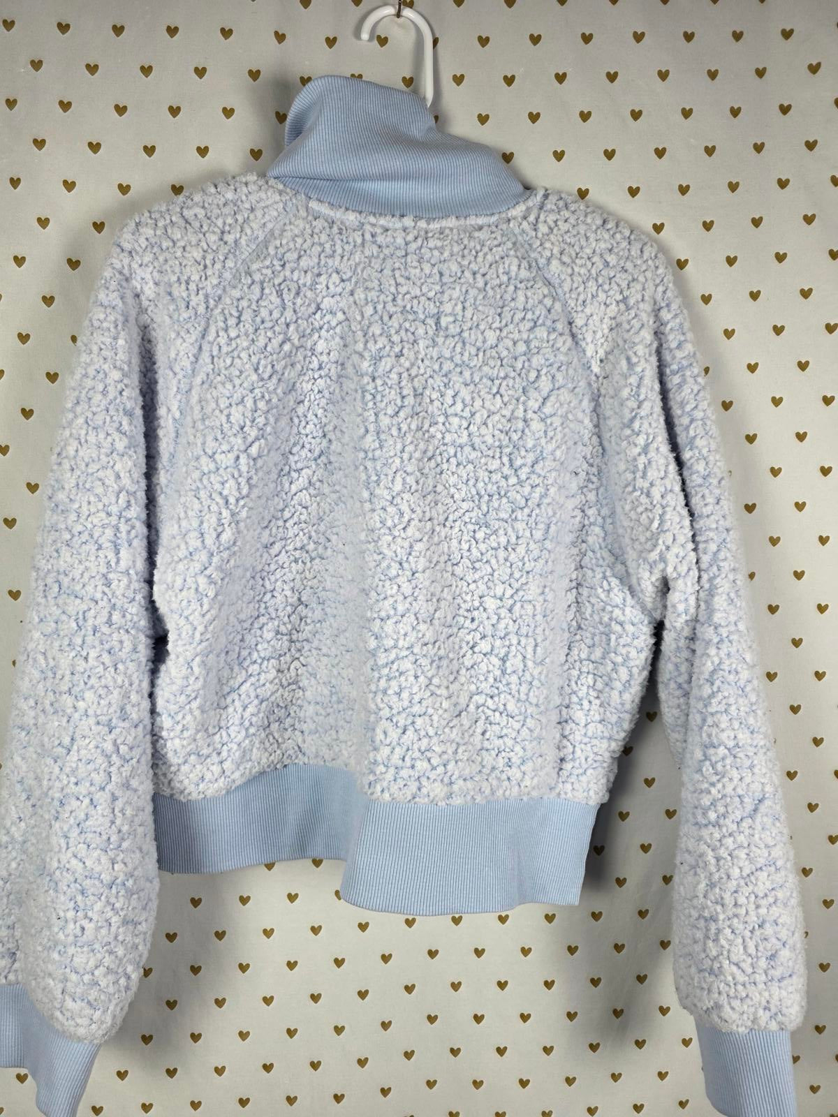Victorias Secret Pink Fuzzy Cropped Thick Quarter Zip Sweater LARGE
