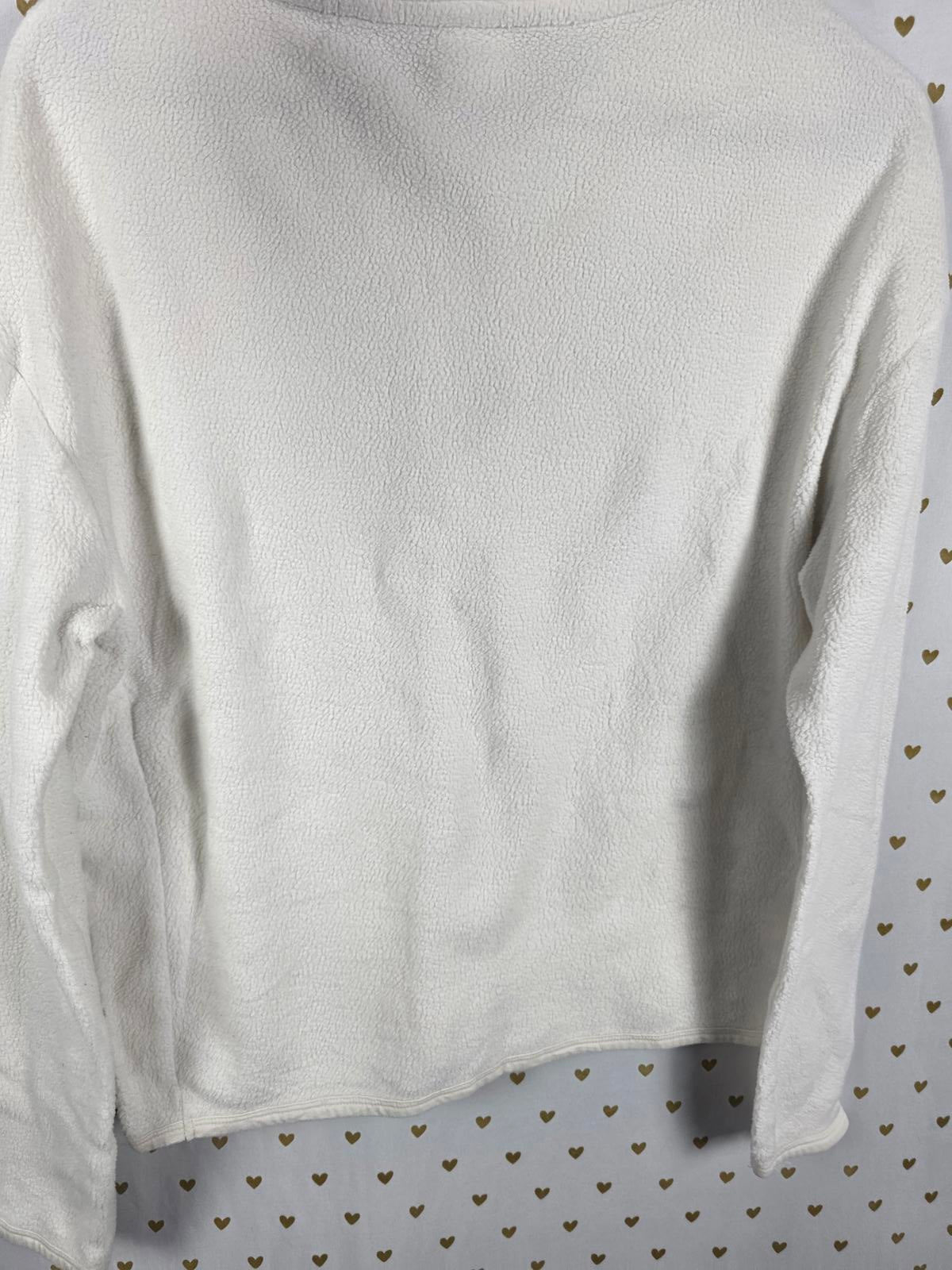 Victorias Secret Pink White Fleece Quarter Zip Sweater Jacket Pullover XS
