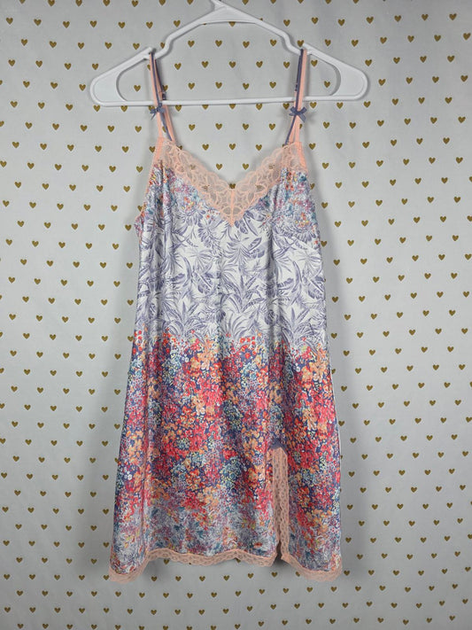 Victorias Secret Satin Floral Lace Nightie Lingerie Slip Dress Nightgown Small