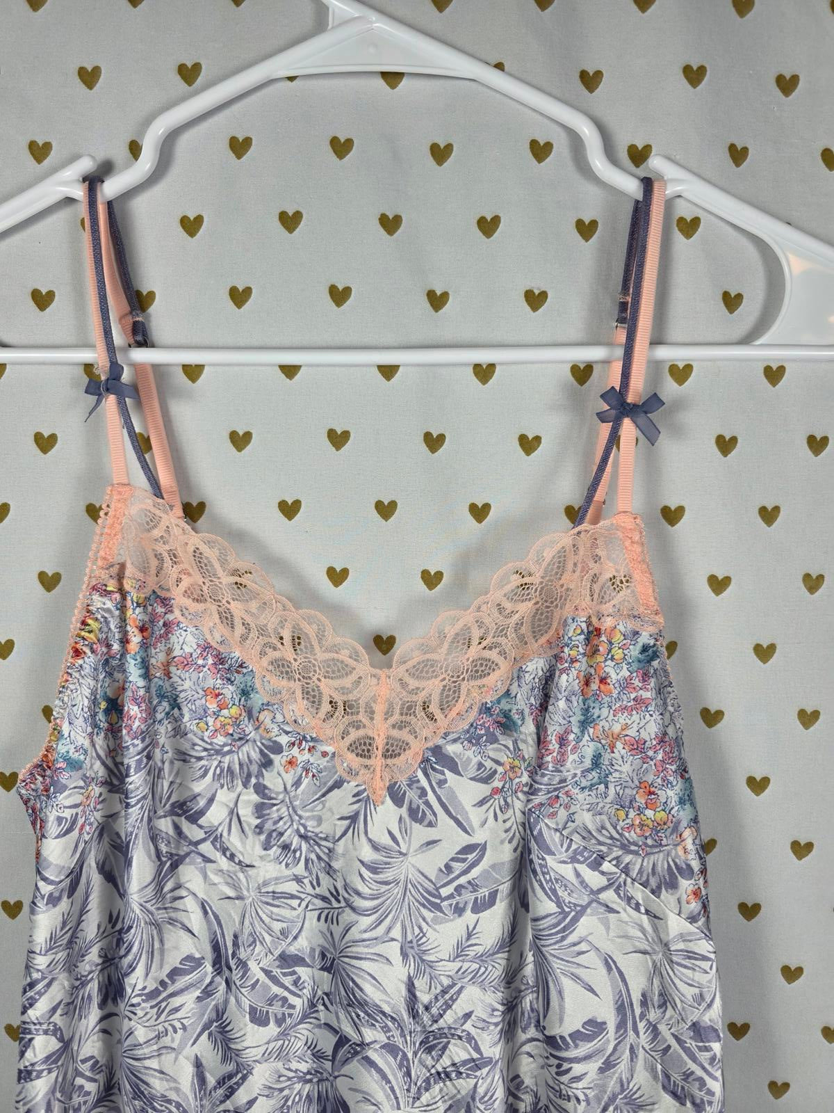 Victorias Secret Satin Floral Lace Nightie Lingerie Slip Dress Nightgown Small