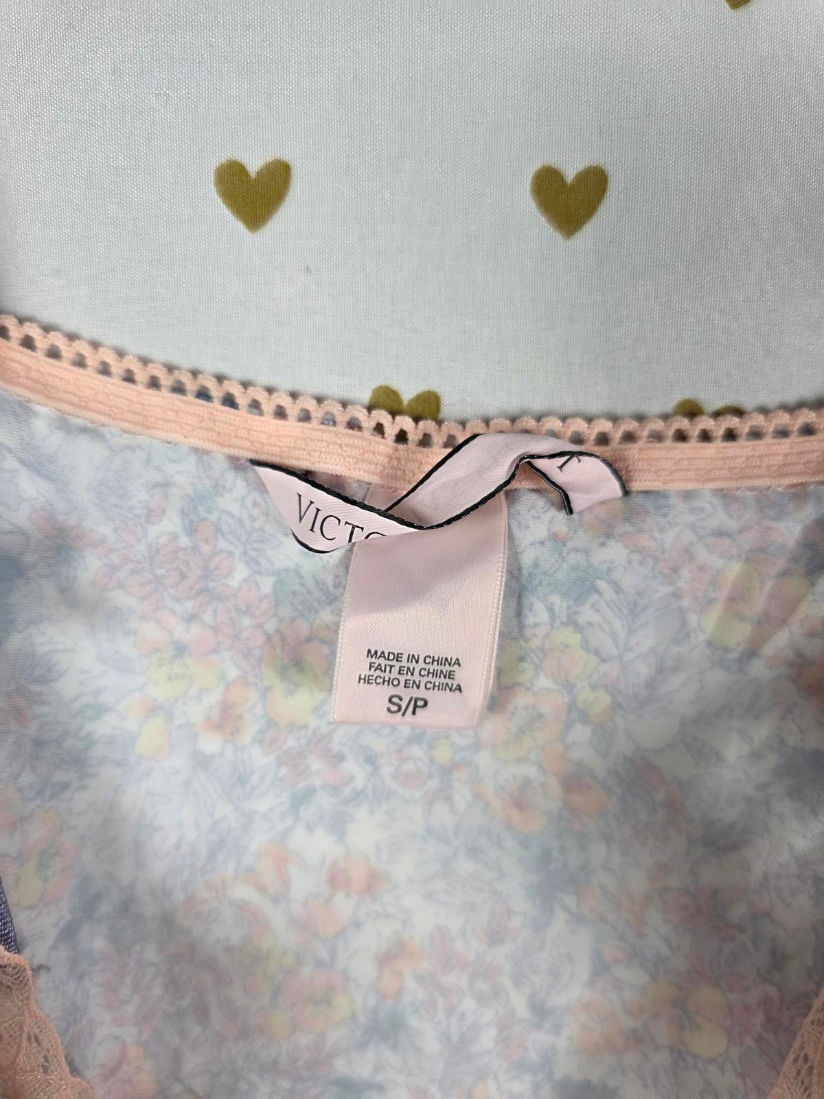 Victorias Secret Satin Floral Lace Nightie Lingerie Slip Dress Nightgown Small